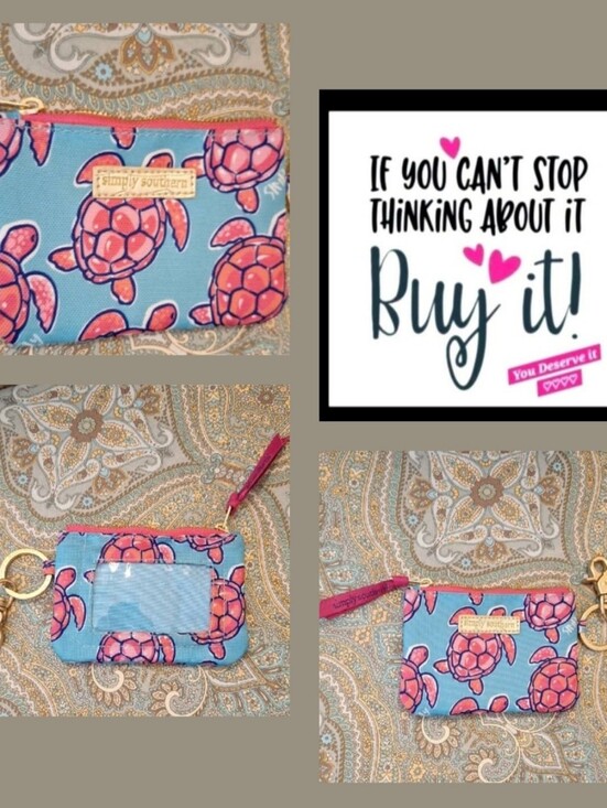 Simply Southern Accessories - Simply Southern Blue and Pink Sea Turtle Key & Card Pouch. Great Condition